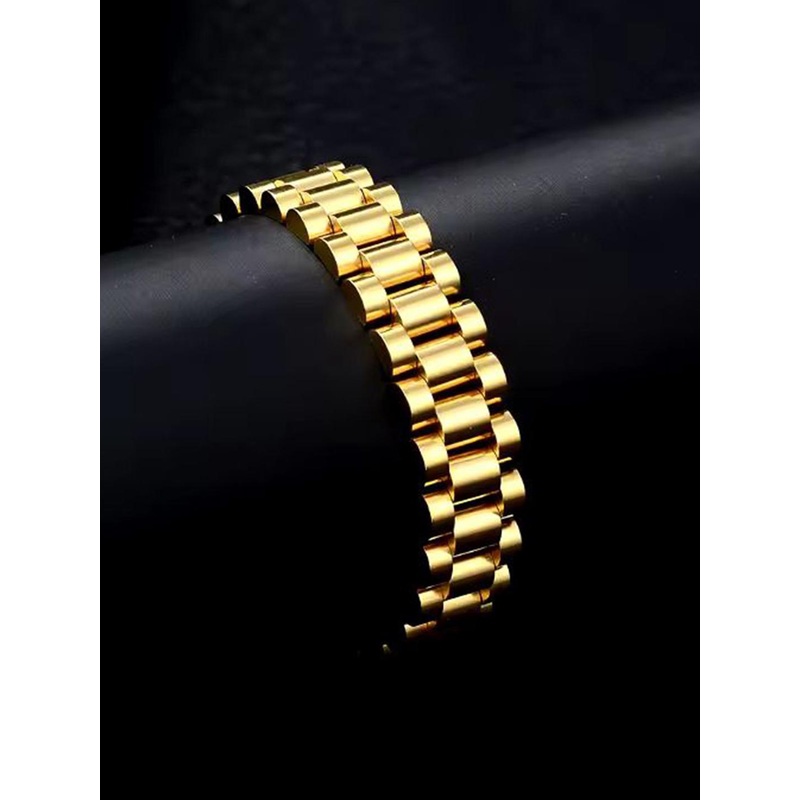 Fashion Frill Men Stainless Steel Gold-Plated Wraparound Bracelet