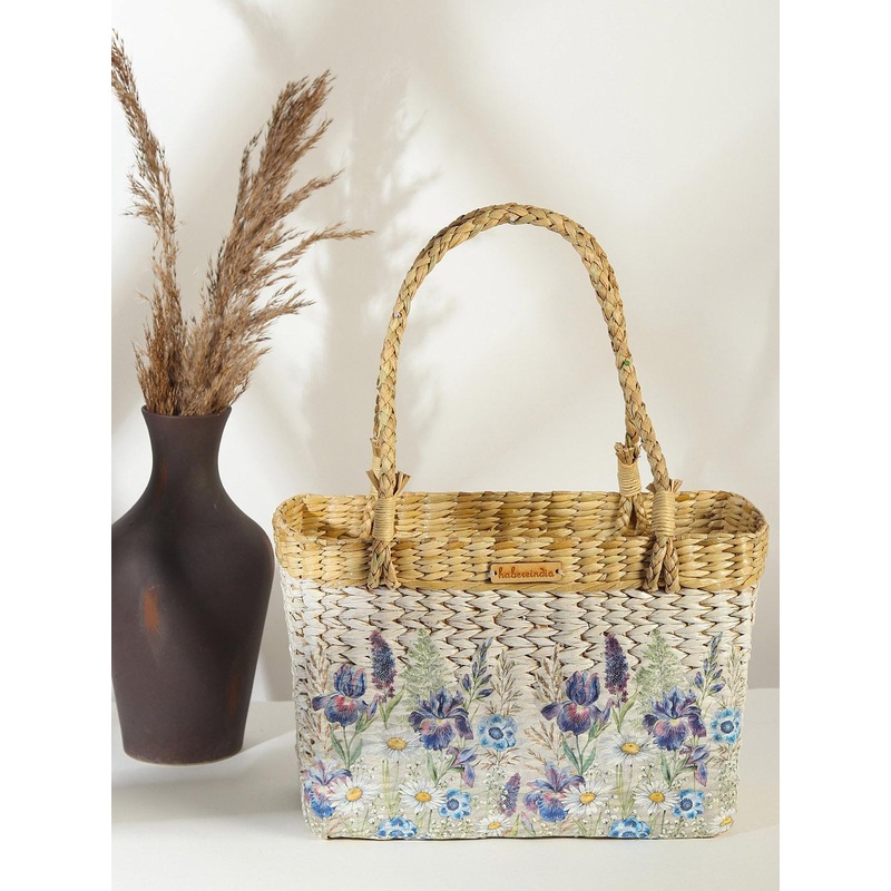 HABERE INDIA Textured Shopper Jute Oversized Handheld Bag