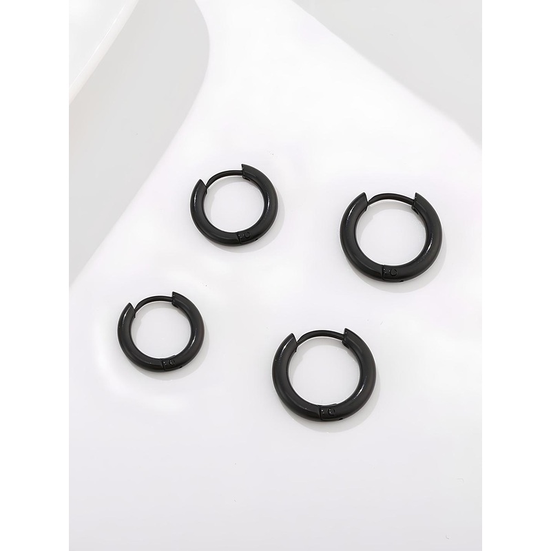 KARISHMA KREATIONS Men Set Of 3 Contemporary Stainless Steel Hoop Earrings