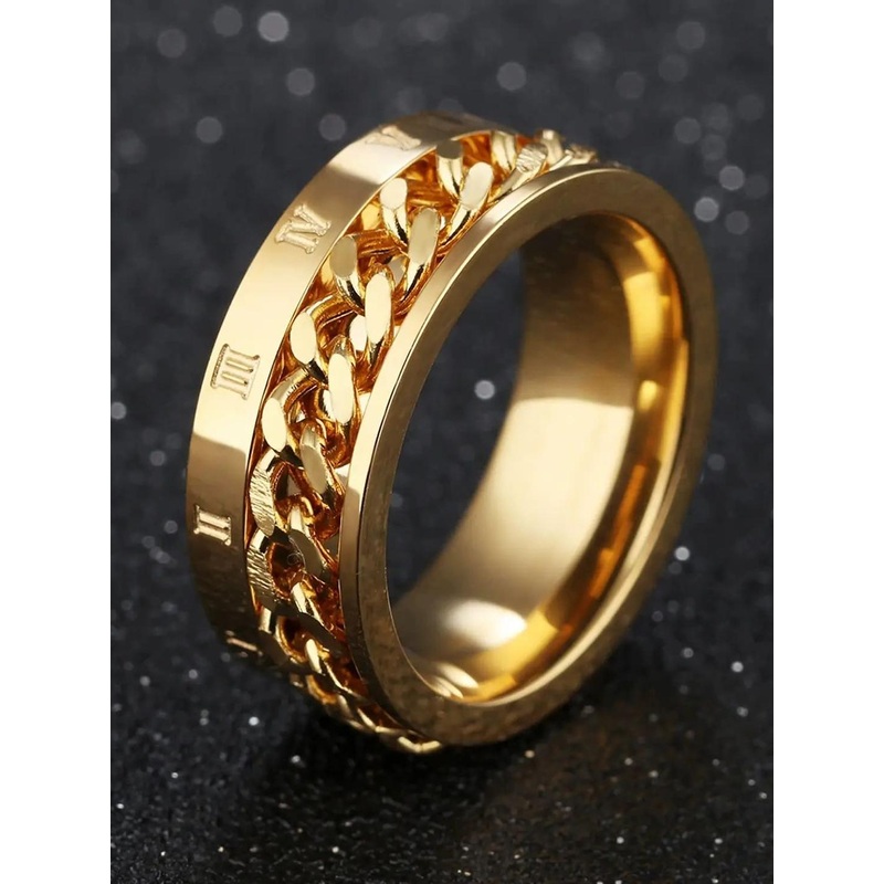 MEENAZ Men Gold-Plated Stainless Steel Band Ring