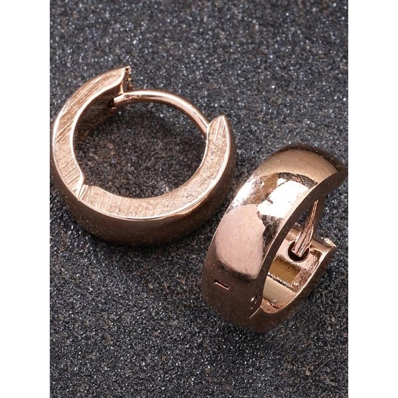 Roadster Men Rose Gold Stainless Steel Hoop Earrings