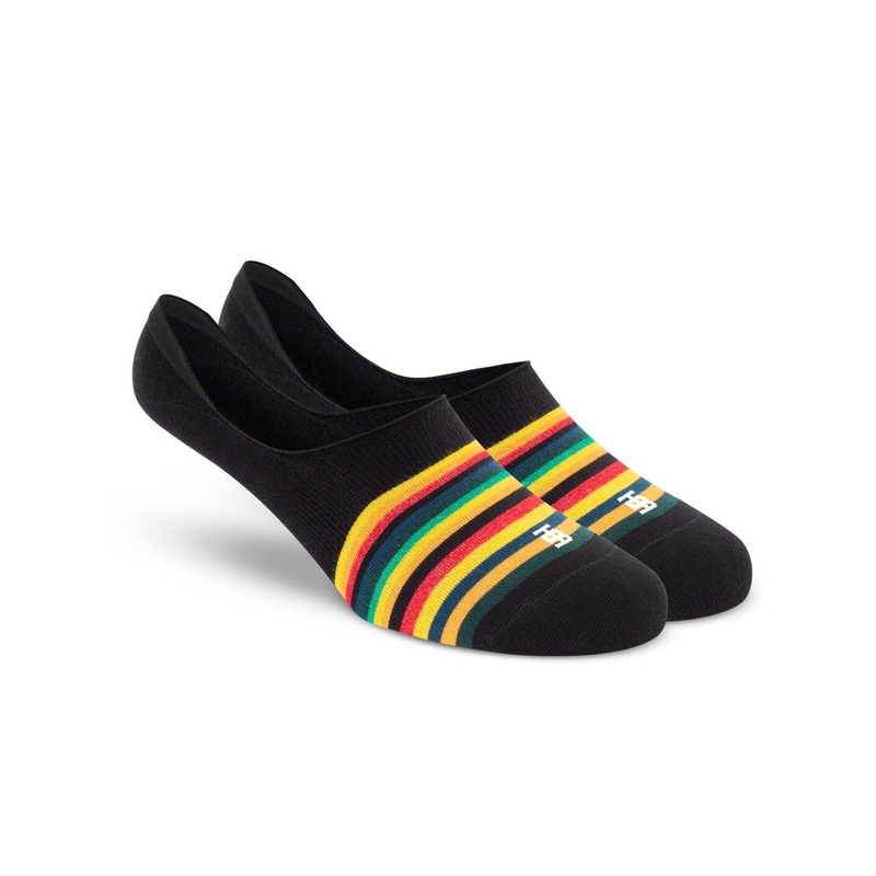 SockSoho Men Black & Yellow Striped Anti-Bacterial Shoe Liners