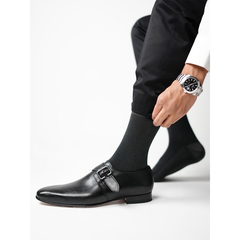 Theater Men Grey Mercerized Cotton Formal Socks