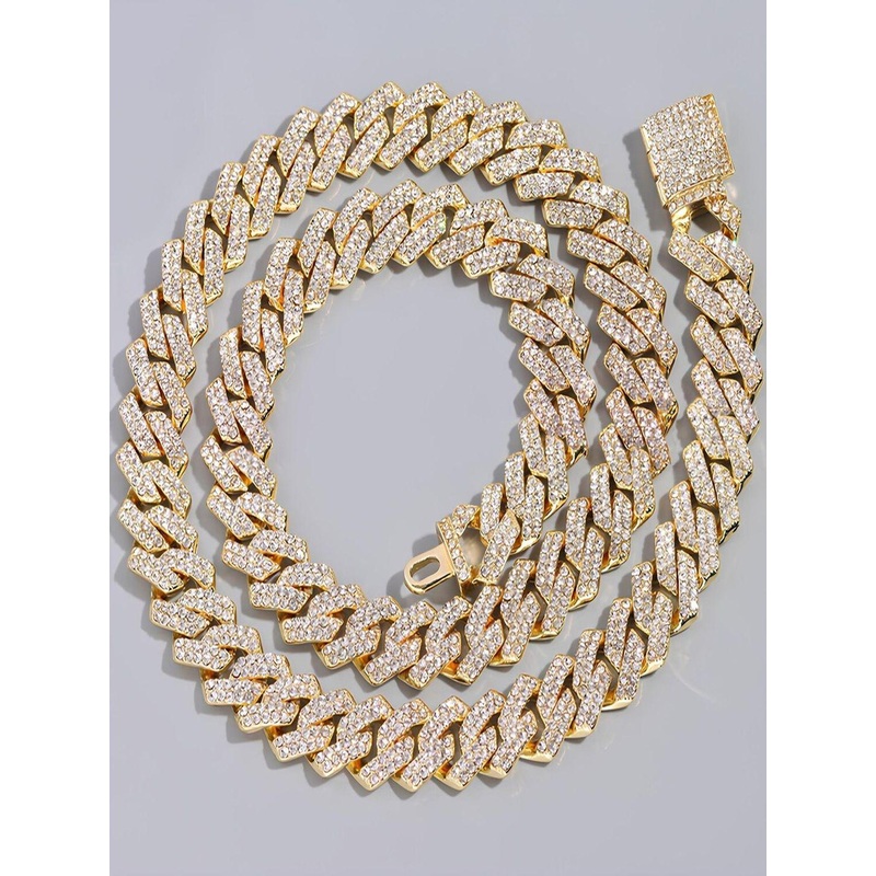 Tustrion Unisex Gold-Plated Cubic Zirconia Studded Minimal Chain