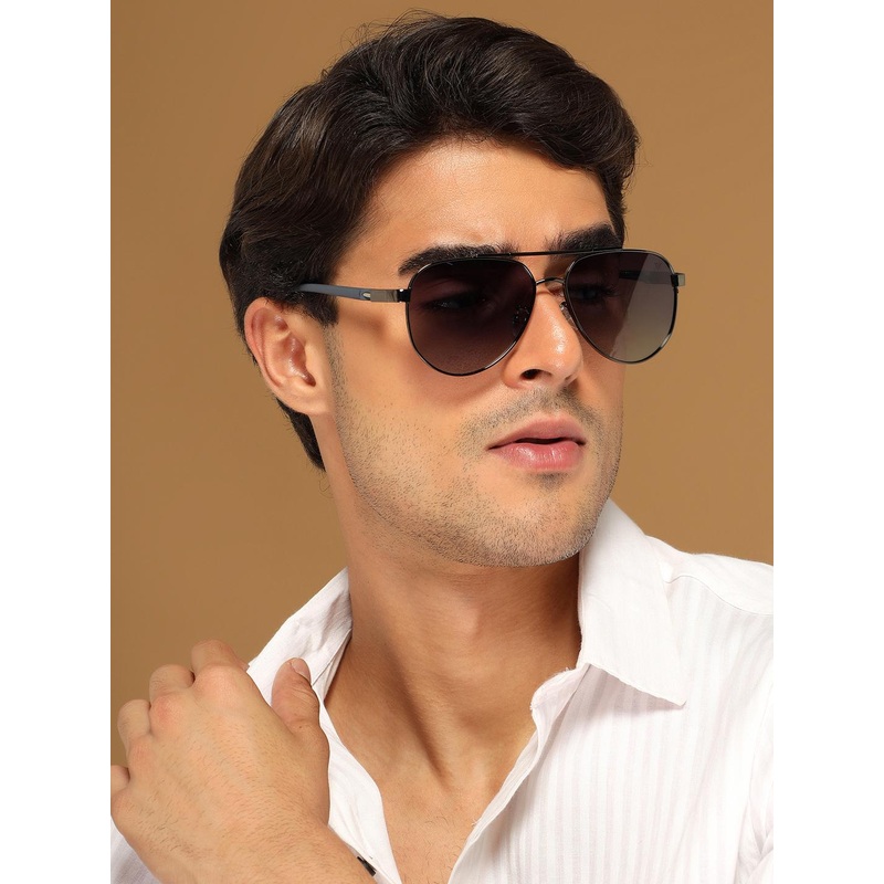 Voyage Unisex Grey Lens & Gunmetal-Toned Aviator Sunglasses with 9502PMG7139