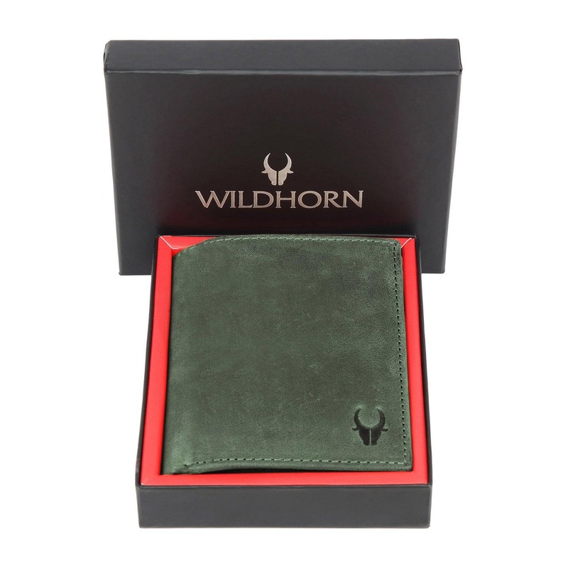 WildHorn Unisex Green Leather Card Holder