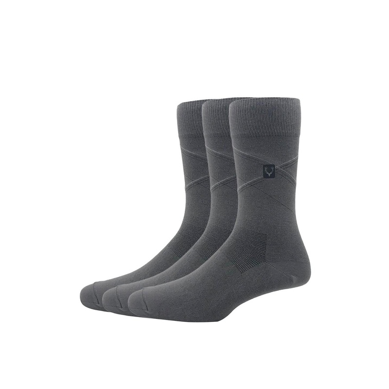 Allen Solly Men Pack Of 3 Charcoal Grey Solid Calf-Length Socks