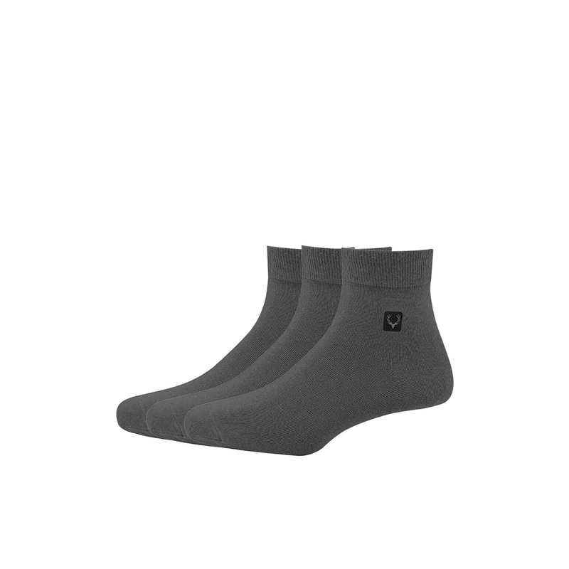 Allen Solly Men Pack Of 3 Grey Solid Above Ankle-Length Socks