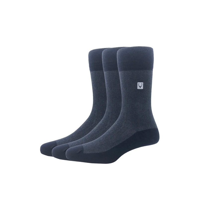 Allen Solly Men Pack Of 3 Navy Blue Solid Calf-Length Socks