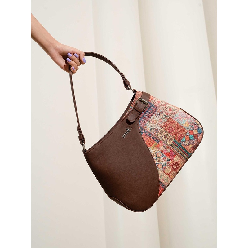 Alt by Zouk  Kutch Gamthi Abstract Printed Leather Shopper Handheld Bag