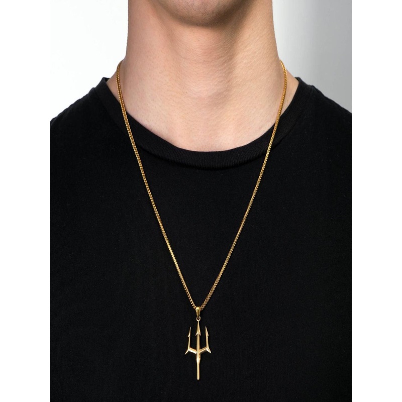AQUASTREET 18K Gold Plated Waterproof Anti-Tarnish Trident Pendant Necklace