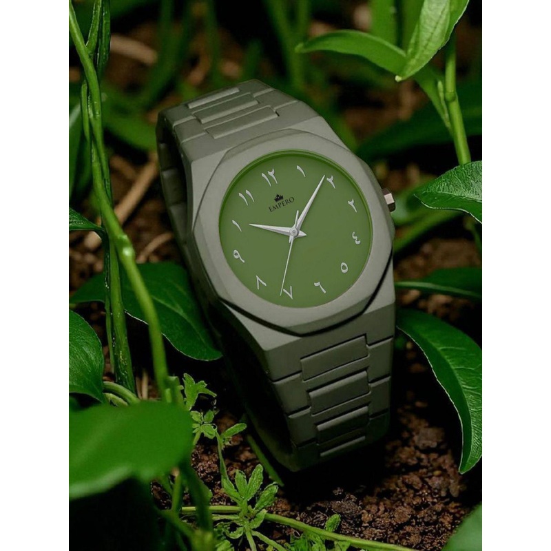 EMPERO Arabic Numeral Unisex Brass Bracelet Style Straps Analogue Watch DM01 Full Green