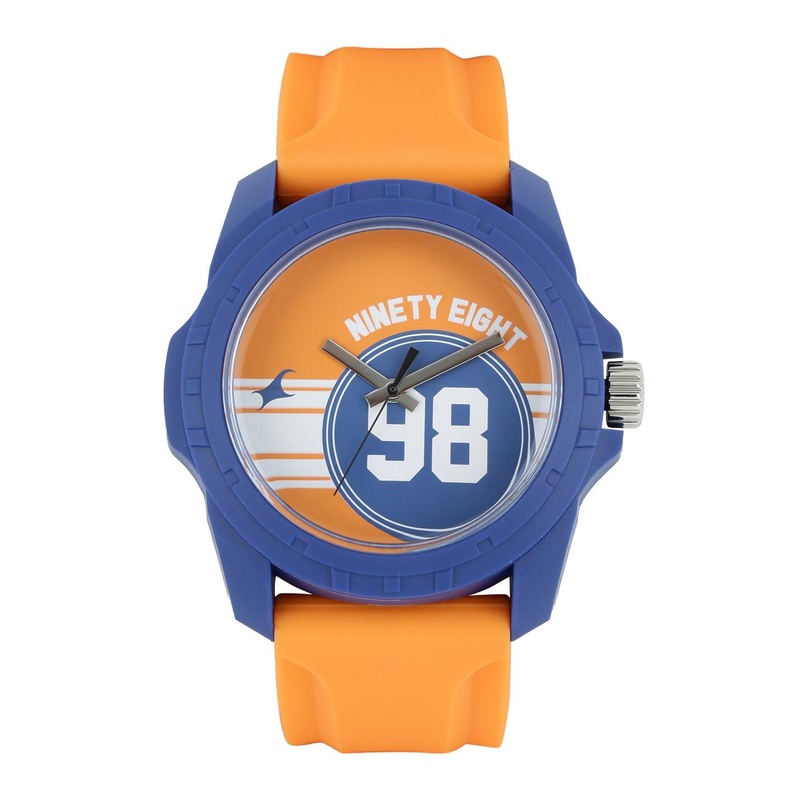 Fastrack Tees Unisex Orange & Blue Printed Dial Watch 38018PP02CJ