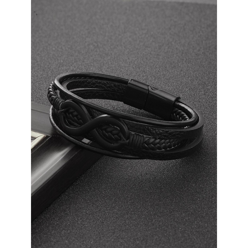 Jazz and Sizzle Men Leather Multistrand Bracelet