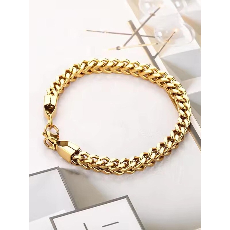 MEENAZ Men Gold-Plated Stainless Steel Link Bracelet
