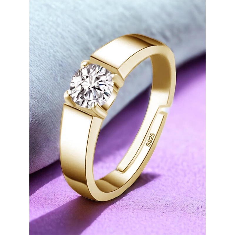 MYKI Men Gold-Plated & CZ Stone-Studded Stainless Steel Finger Ring