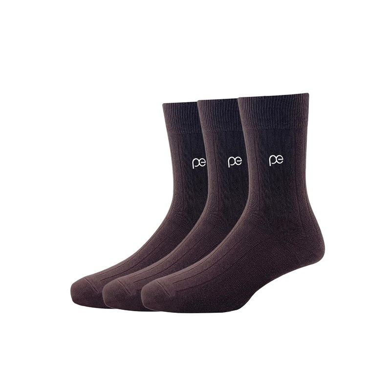 Peter England Men Pack of 3 Brown Calf Length Socks