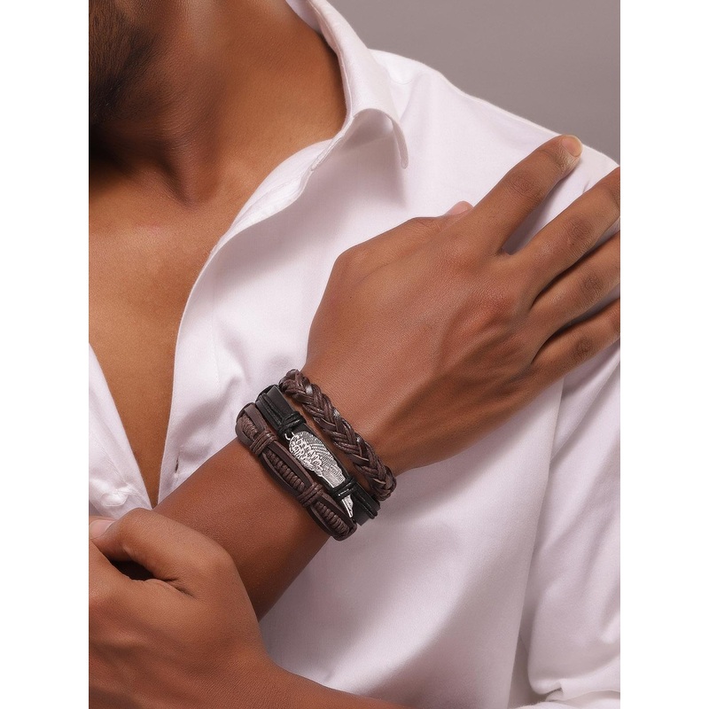 The Roadster Lifestyle Co Men Set Of 4 Adjustable Wrap Bracelets