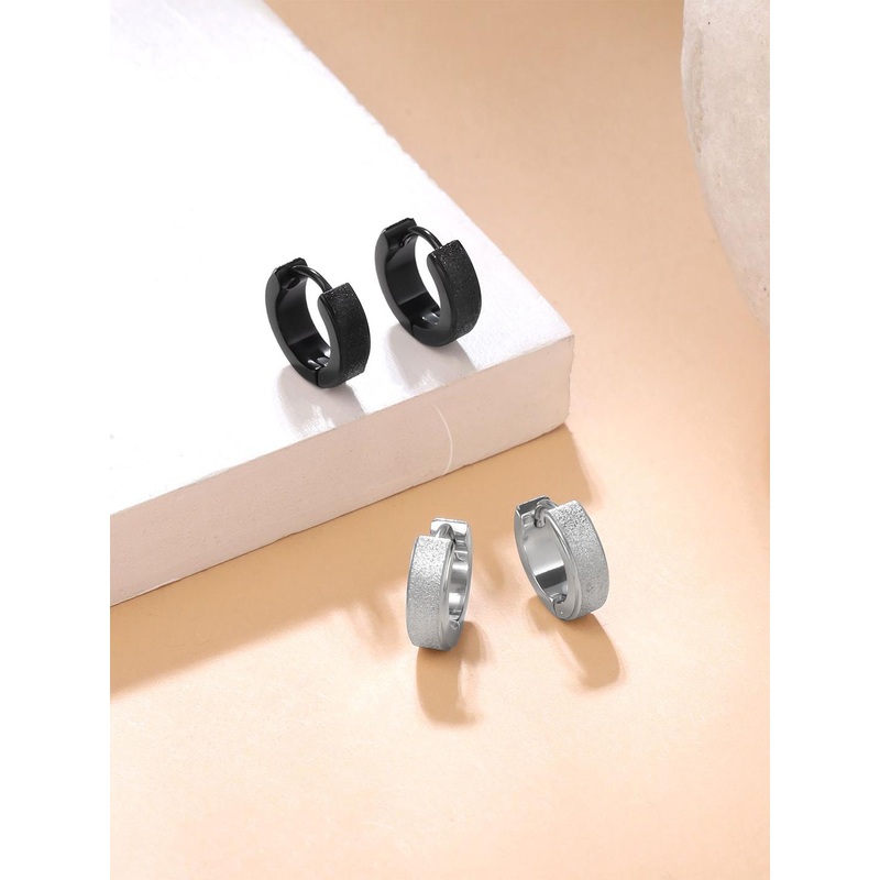 Yellow Chimes Men Set Of 2 Contemporary Hoop Earrings