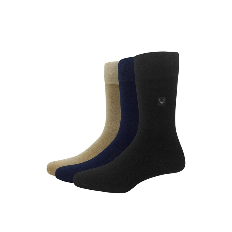 Allen Solly Men Pack Of 3 Solid Cotton Calf Length Socks