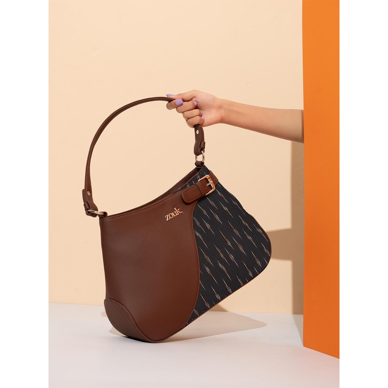 Alt by Zouk  Ira Ikat GreRe Geometric Textured Structured Handheld Bag