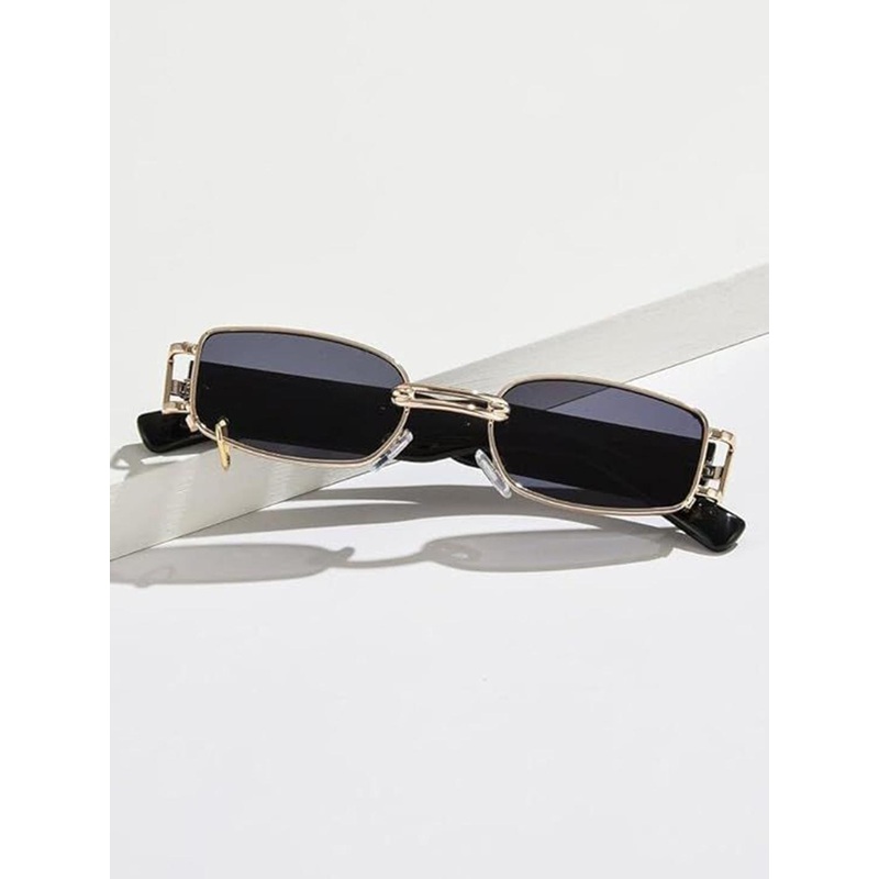 Arzonai Unisex Rectangle Sunglasses with UV Protected Lens MA-890-GOLD-BACK