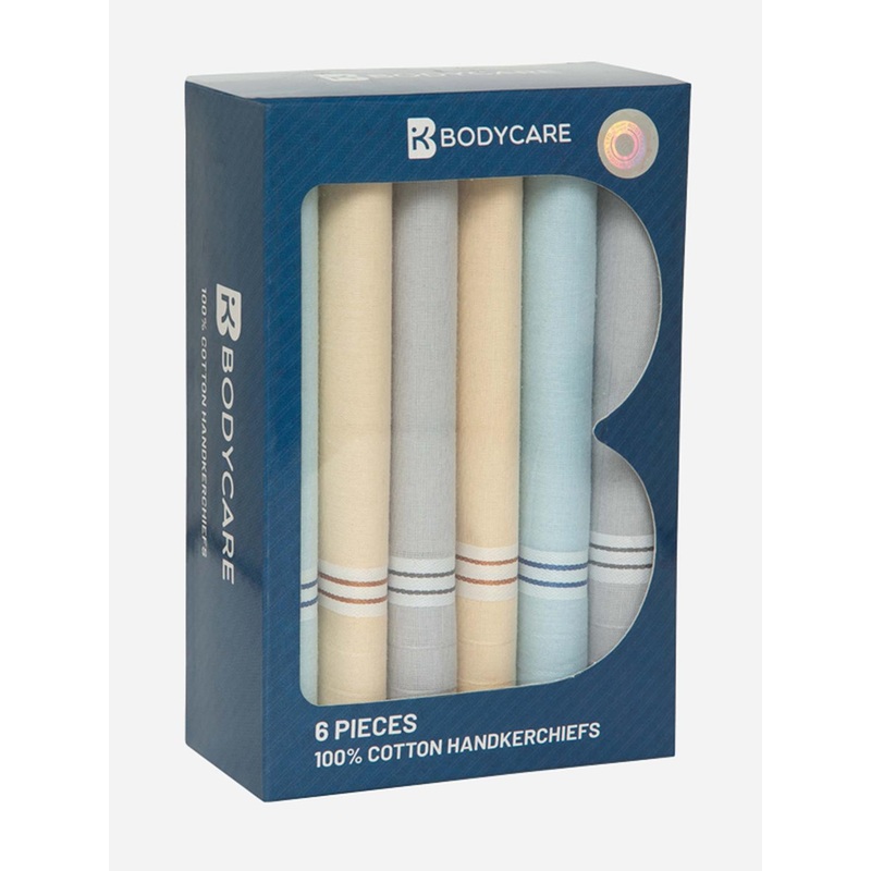 Bodycare Men Pack Of 6 Assorted Cotton Handkerchiefs