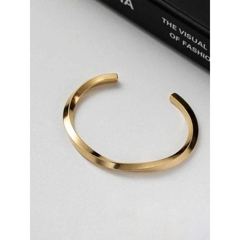Fashion Frill Men Gold-Plated Stainless Steel Cuff Bracelet