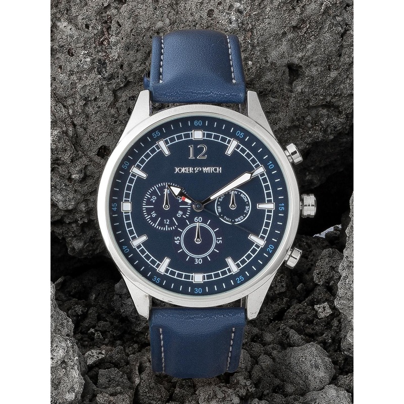 JOKER & WITCH Men Blue Embellished Dial & Blue Leather Straps Analogue Watch AMWW465