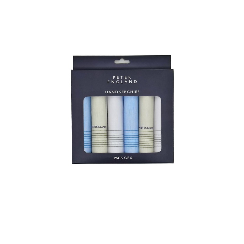 Peter England Men Pack Of 6 Cotton Handkerchiefs