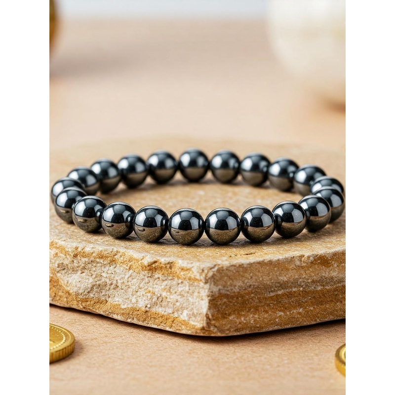 SENROAR Unisex Pyrite Stones Elasticated Bracelet