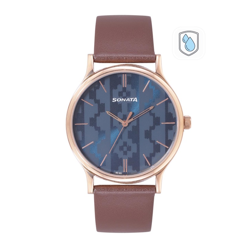 Sonata Men Printed Dial & Leather Straps Analogue Watch NR77105WL01