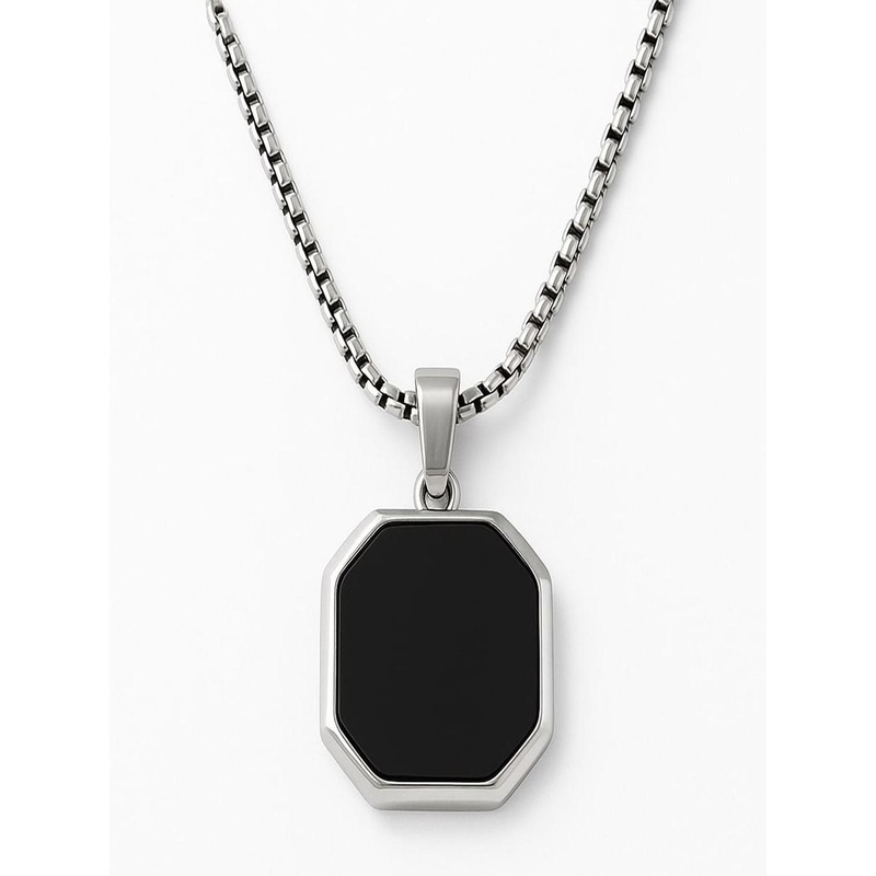 Tiyafashion Men Square Shaped Pendant with Chain