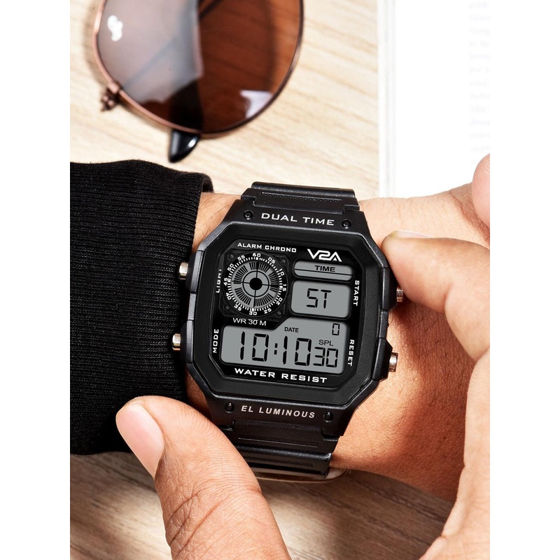 V2A Men Dial & Wrap Around Straps Digital Watch V2A-1299-Black-0