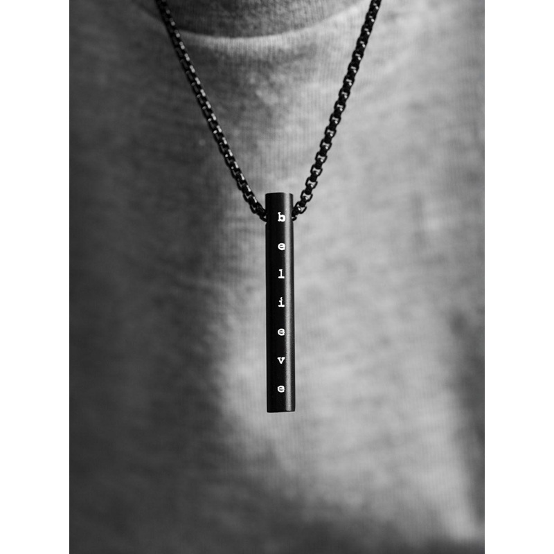 Mesmerize Barrel Men Stainless Steel Believe Motivation Barrel Pendant With Chain