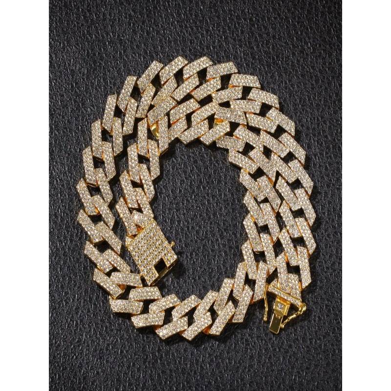 Nevy Men Gold-Plated Cubic Zirconia Studded Minimal Chain