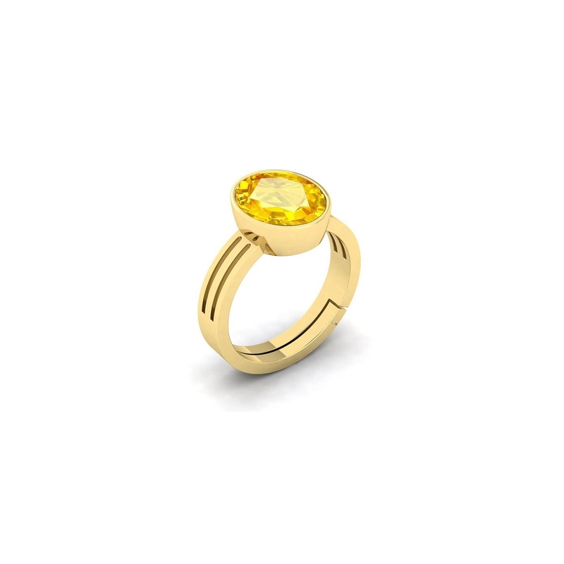 RRVGEM Unisex Yellow Sapphire Ring Pukhraj Gemstone Ring