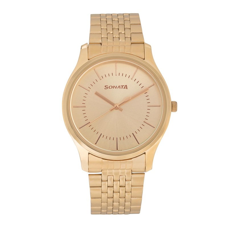 Sonata Essentials Men Gold Analogue watch NL77082YM02