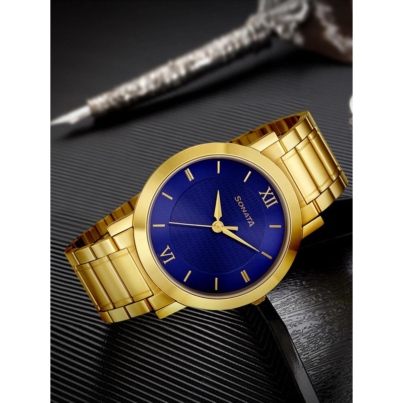 Sonata Men Blue Analogue Watch 77108YM01