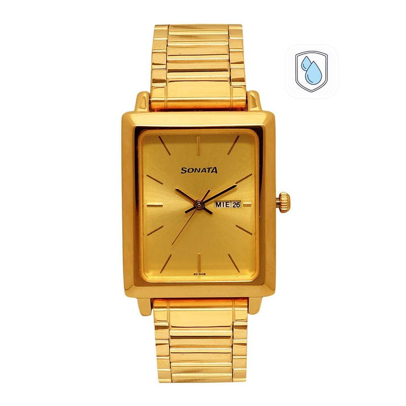 Sonata Men Gold-Toned Analogue Watch NK7078YM04