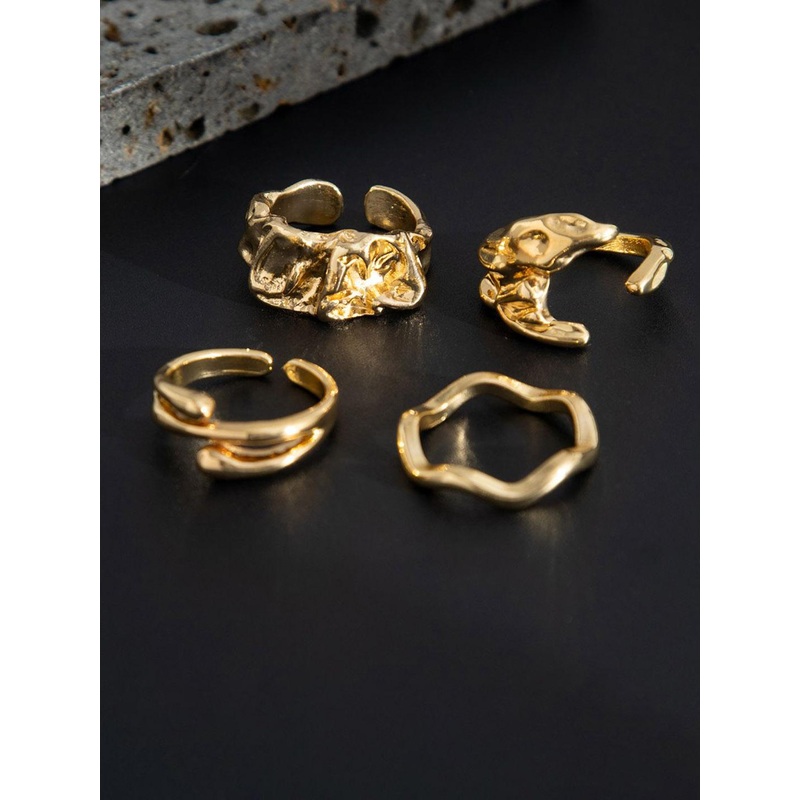 StyleCast x Revolte Men Set Of 4 Gold-Plated Finger Rings