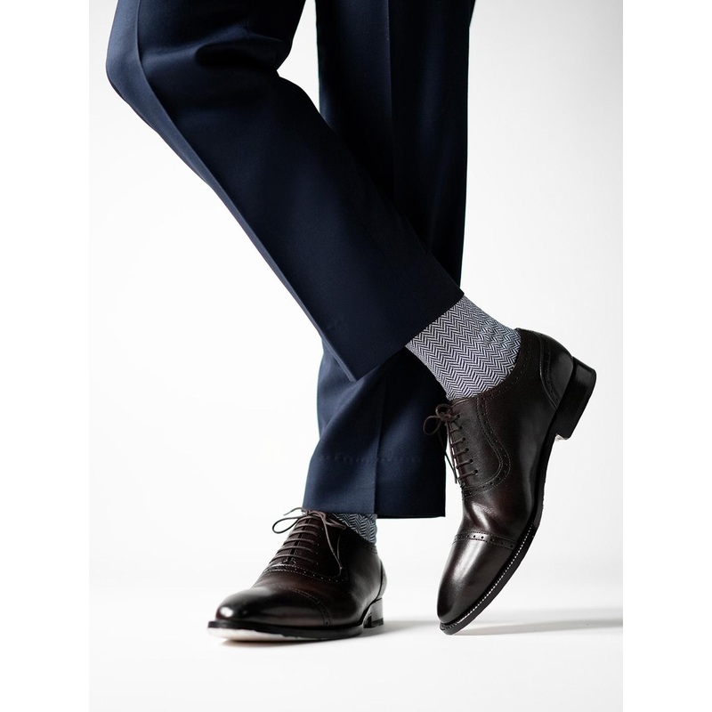 Theater Men Blue Mercerized Cotton Formal Socks