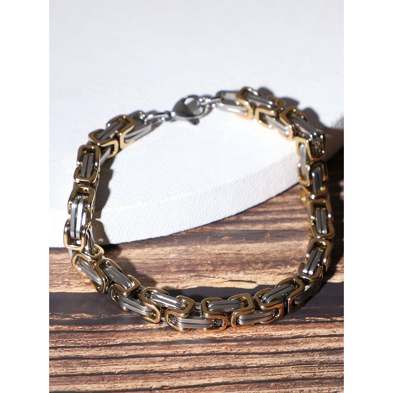 Thrillz Men Stainless Steel Gold Plated Wraparound Bracelet