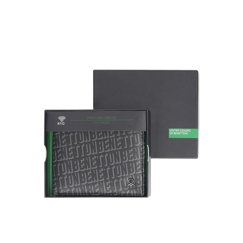 United Colors of Benetton Typography Printed Leather Two Fold Wallet
