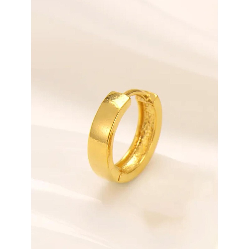 Adwitiya Collection Men Stainless Steel Gold Plated Circular Shaped Bali Hoop Earrings