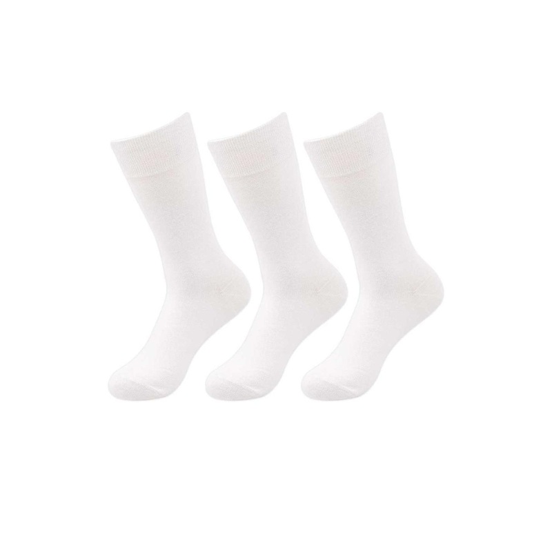 Akeeta Unisex Kids White Pack Of 3 Plain Full Length Cotton Socks