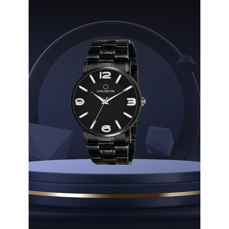 CARLINGTON Men Black Dial & Black Bracelet Style Straps Analogue Watch CT-6030BB