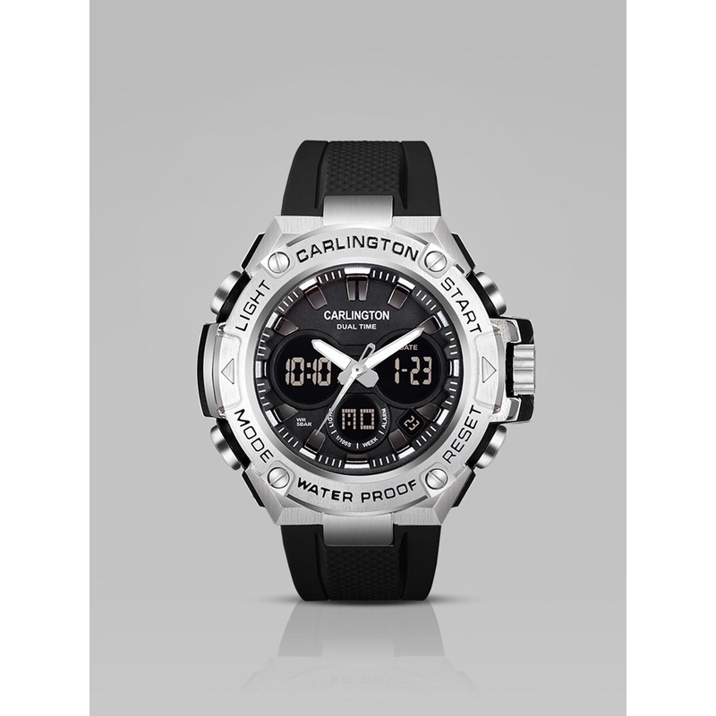 CARLINGTON Men Printed Dial & Black Straps Analogue And Digital Watch-CT 9107 Black