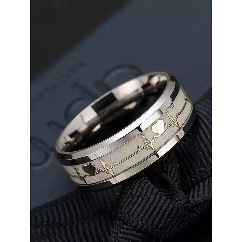 Heer Collection Unisex Rhodium-Plated Heart Beat ECG Thumb Ring