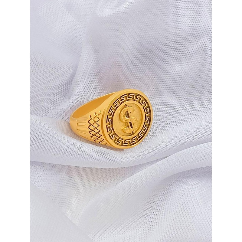 Saizen Men Gold-Plated Dollar King Adjustable Finger Ring